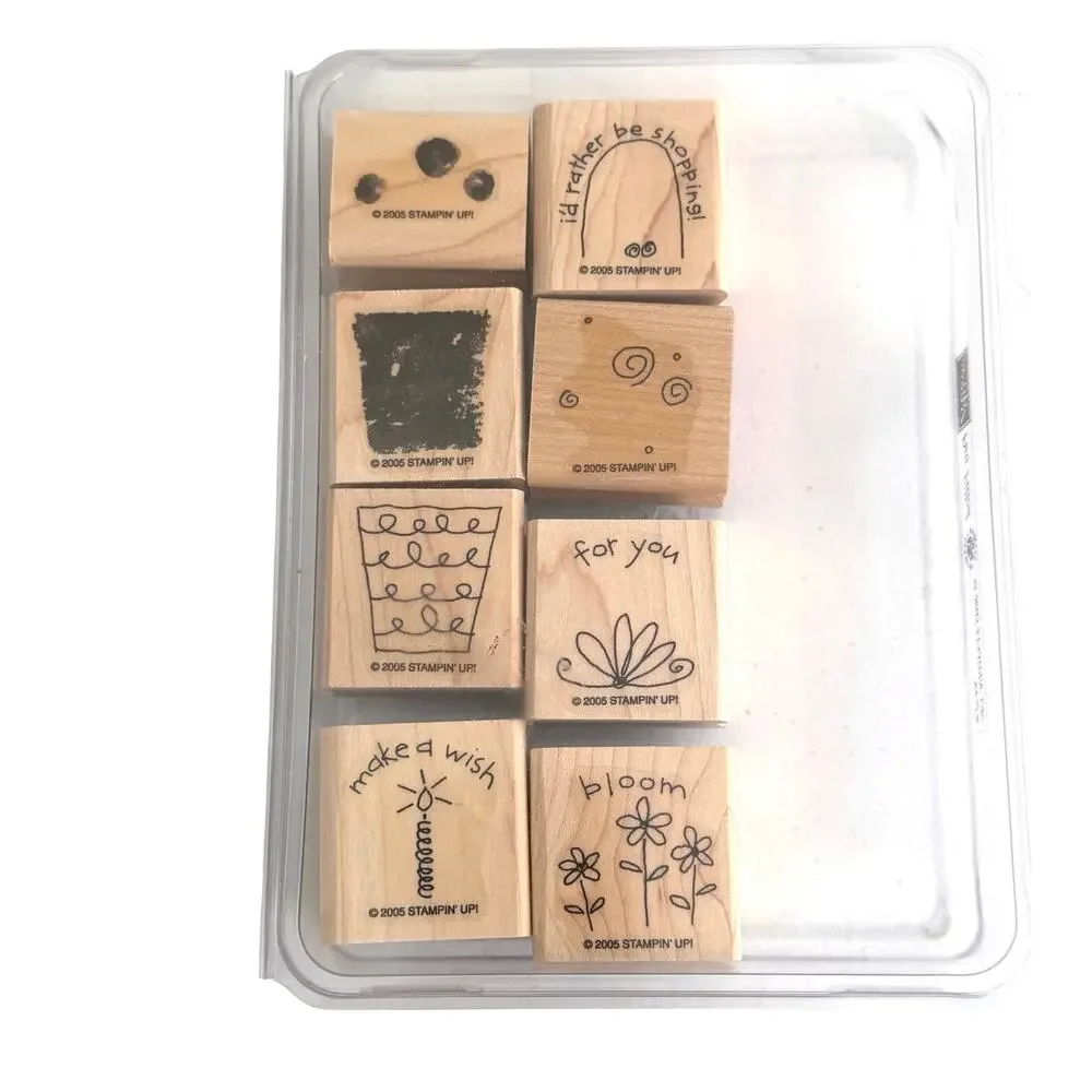 Stampin’ up set of 8 wooden stamps “fun filled” collection